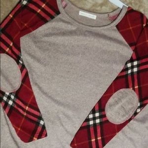 Buffalo print sleeve sweater.